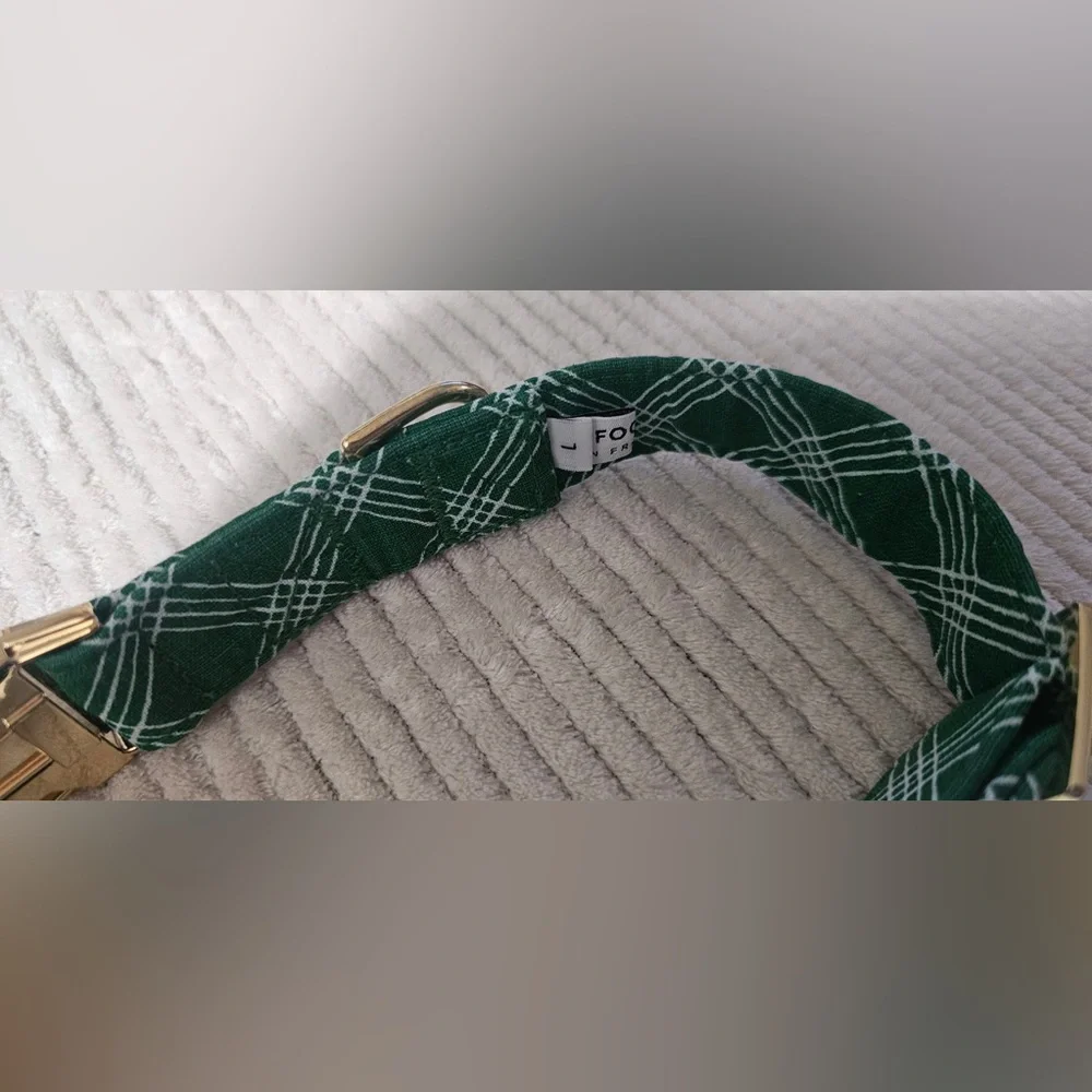 The Foggy Dog Green Plaid Dog Collar (L)